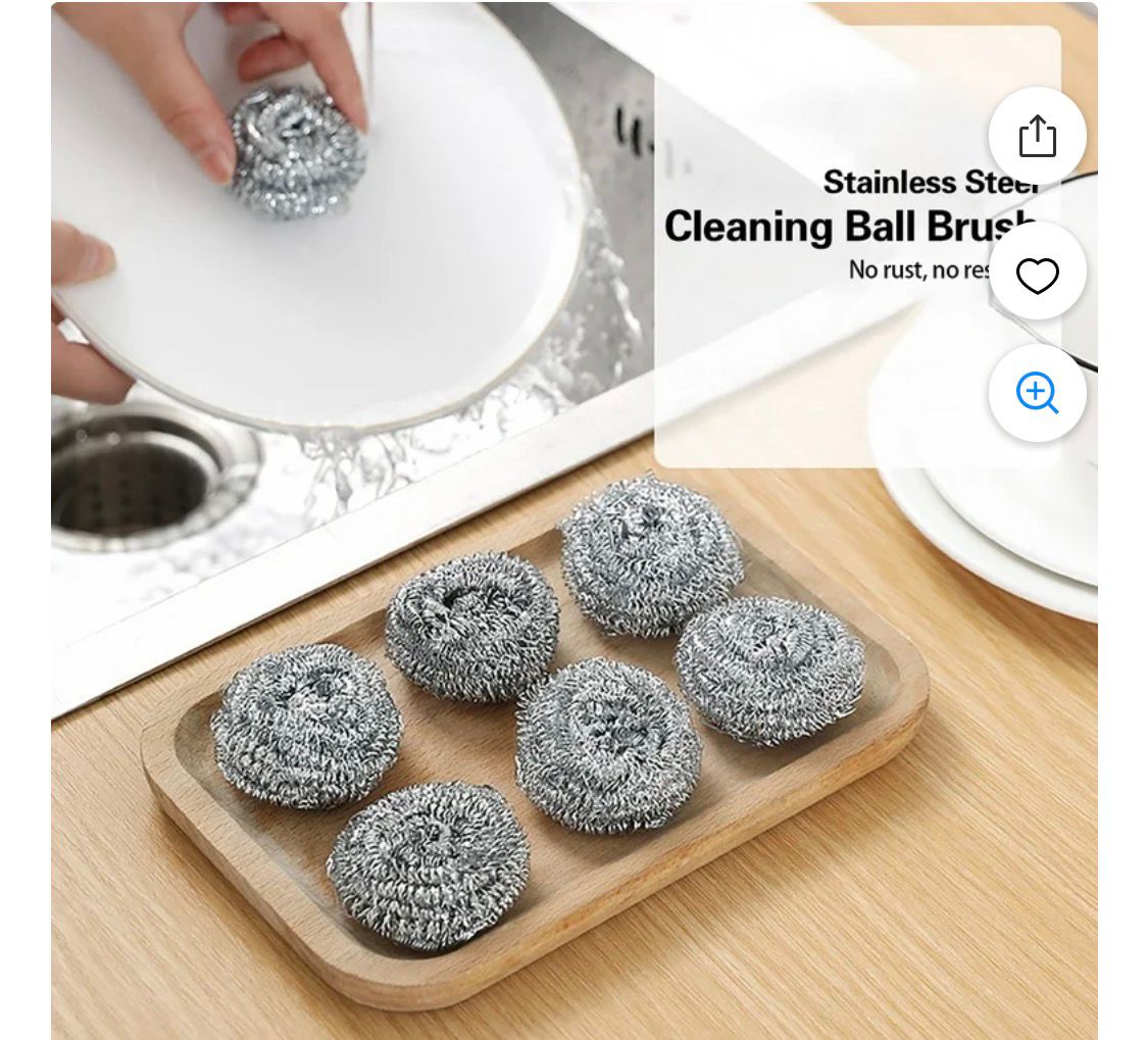 Stainless Steel Pot Pan Scrubber Cleaning Ball Tool 5 Pcs