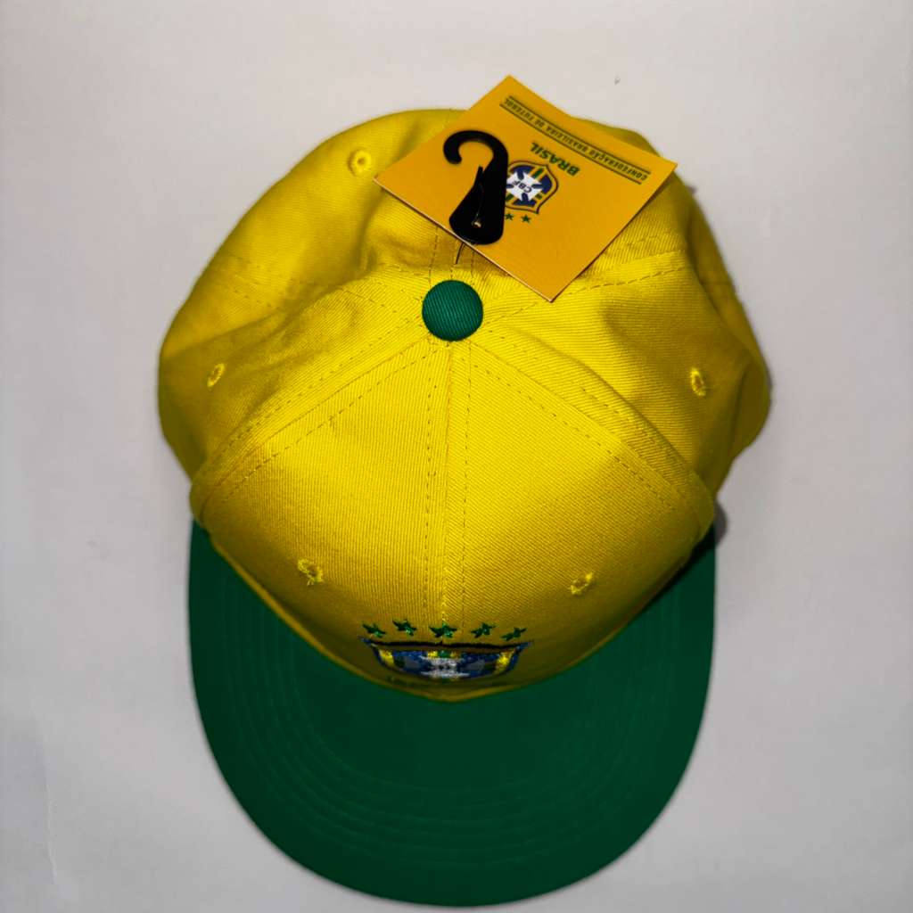 Brasil CBF Football Soccer Futbol Yellow Green Snapback Flat Bill Hat Cap