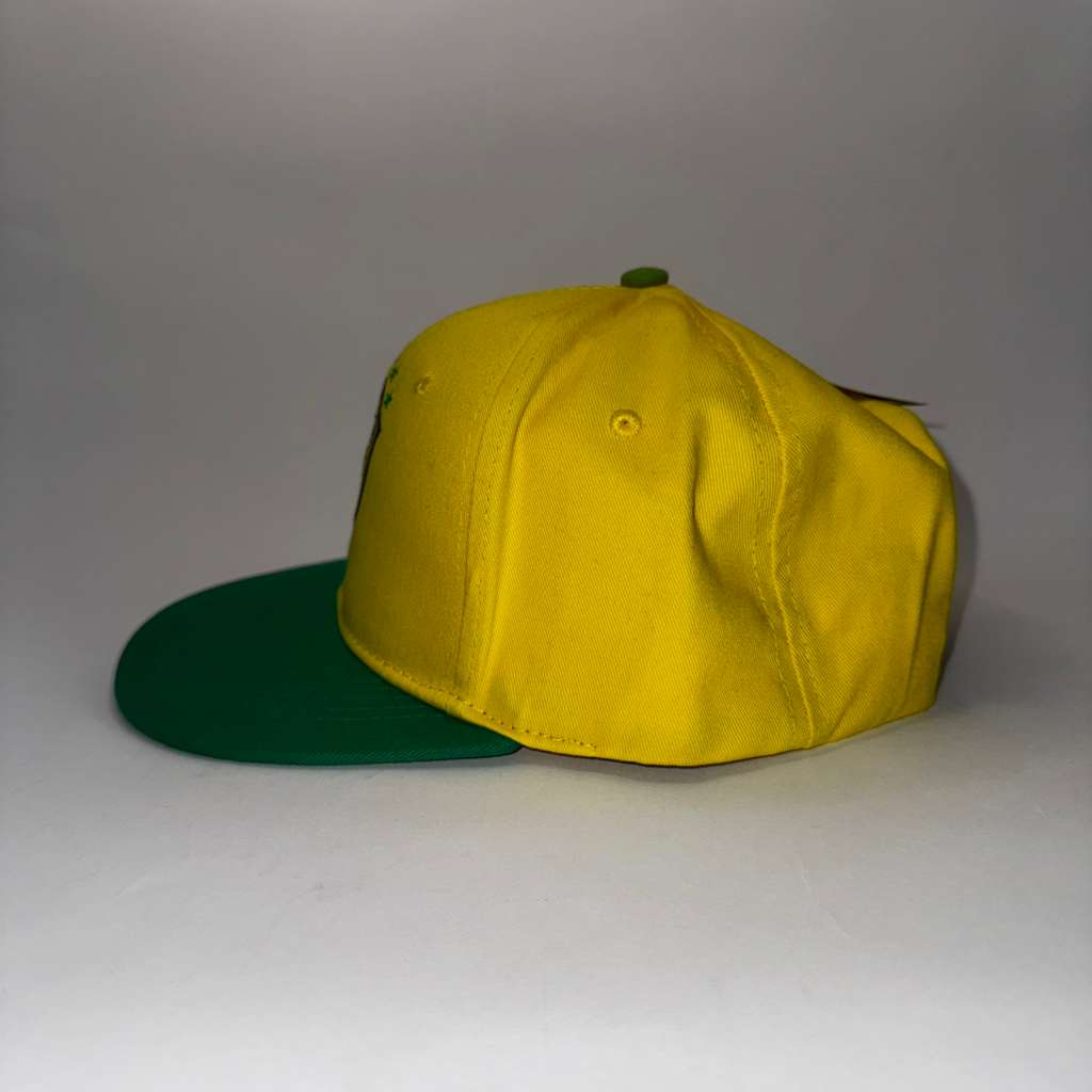 Brasil CBF Football Soccer Futbol Yellow Green Snapback Flat Bill Hat Cap