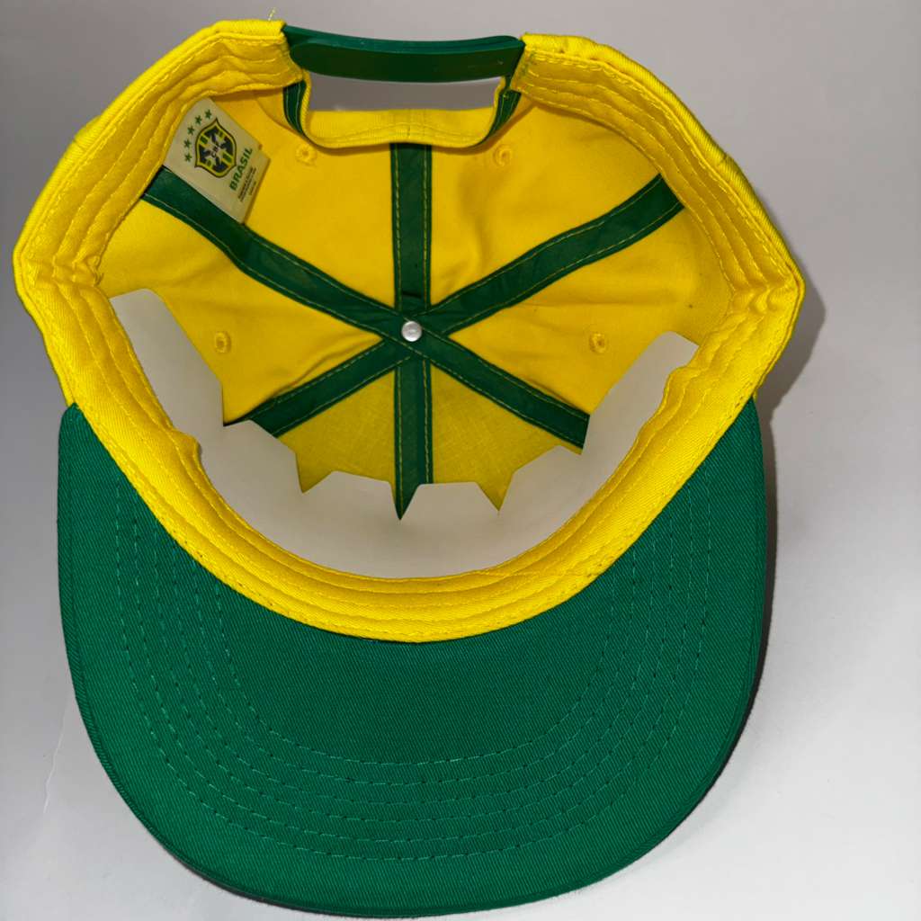 Brasil CBF Football Soccer Futbol Yellow Green Snapback Flat Bill Hat Cap