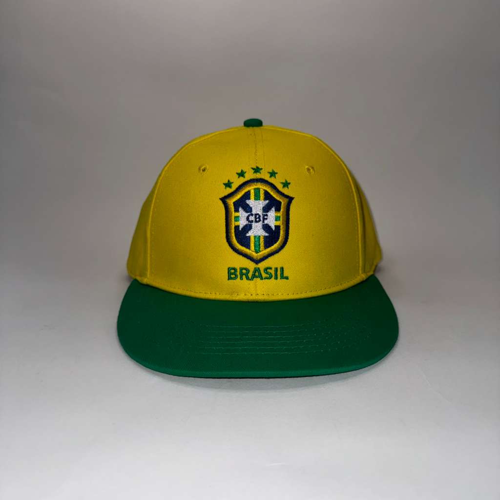 Brasil CBF Football Soccer Futbol Yellow Green Snapback Flat Bill Hat Cap