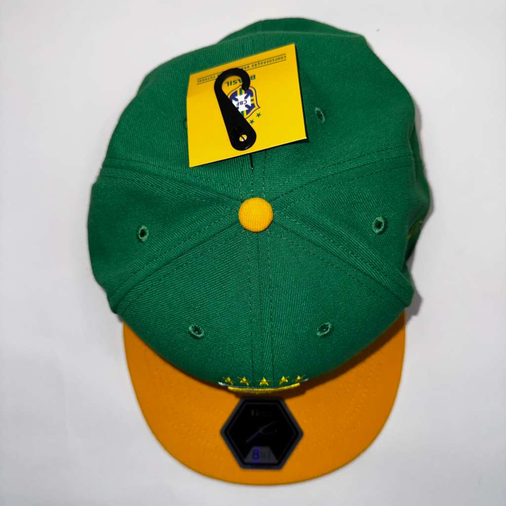 Brasil CBF Football Soccer Yellow Green Team Fitted Hat Cap 2-Tone 8.5in-67.3cm