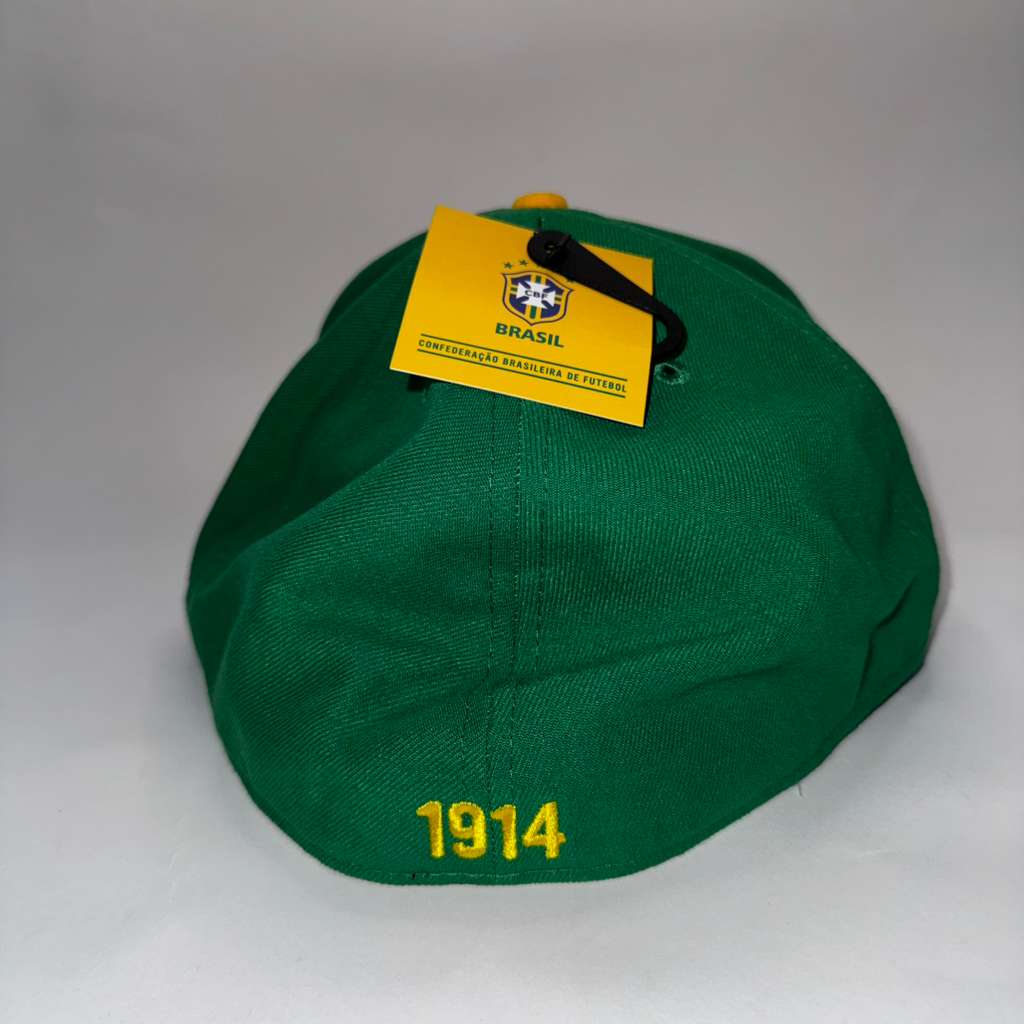 Brasil CBF Football Soccer Yellow Green Team Fitted Hat Cap 2-Tone 8.5in-67.3cm