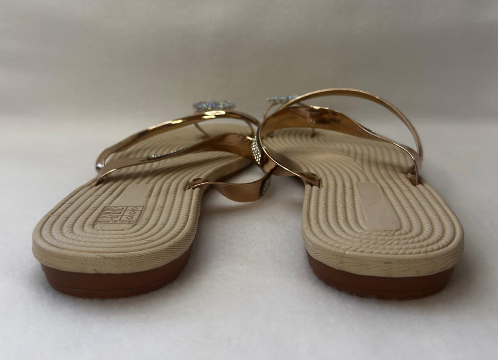 New Women's Rose Gold Water Drop Diamond Lightweight Beach Sandals Size 8 us