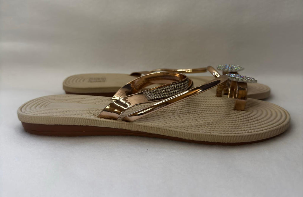 New Women's Rose Gold Water Drop Diamond Lightweight Beach Sandals Size 8 us