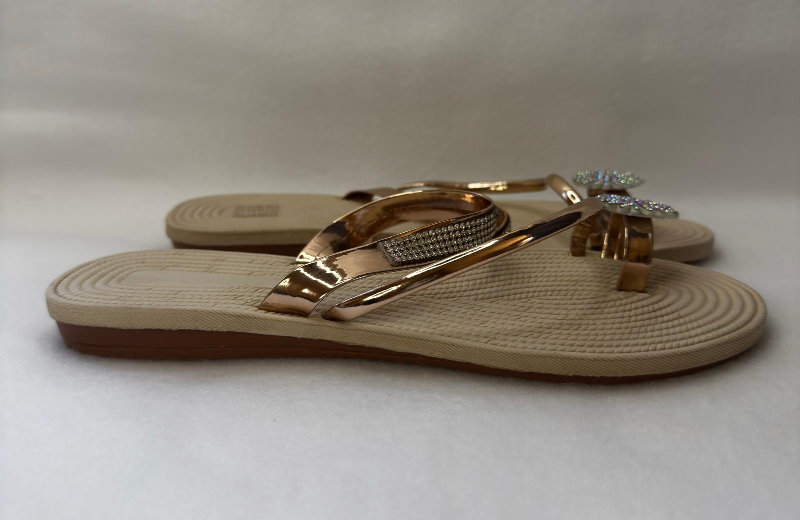 New Women's Rose Gold Water Drop Diamond Lightweight Beach Sandals Size 8 us
