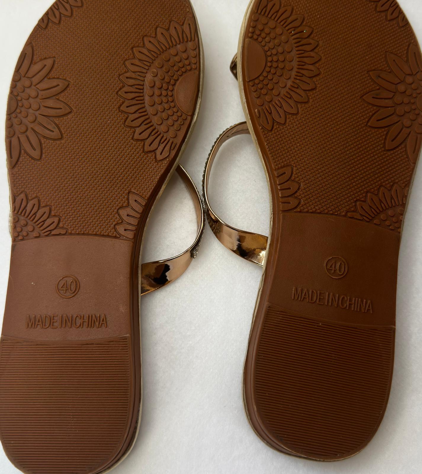 New Women's Rose Gold Water Drop Diamond Lightweight Beach Sandals Size 8 us