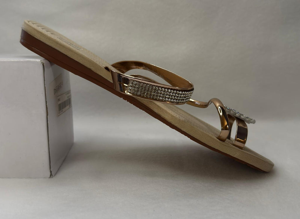 New Women's Rose Gold Water Drop Diamond Lightweight Beach Sandals Size 8 us