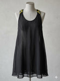 Forever 21 Sleeveless Black Tunic Dress with Beautiful Shoulder, Beading, Size L
